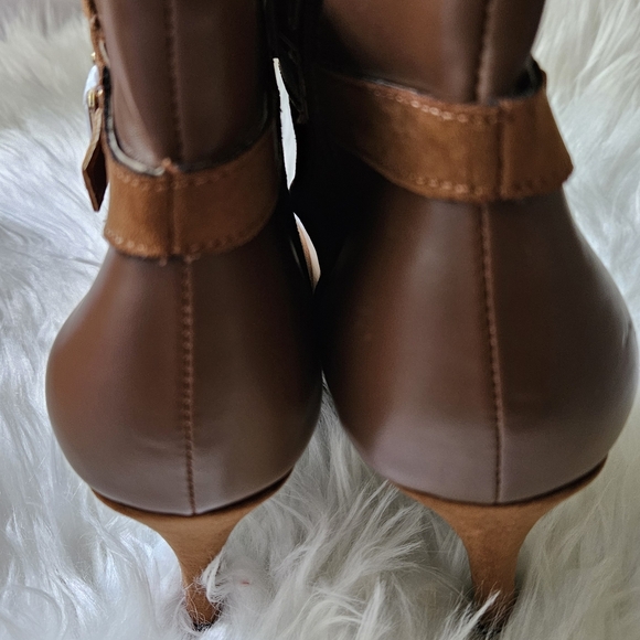 Rouge! Brown Suede Ankle Booties with Stud Accents - Picture 4 of 5